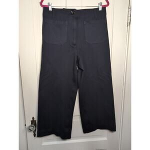 Quince Ultra-Stretch Ponte Cropped Wide Leg Pants Navy Women 14 Minimalist(868)